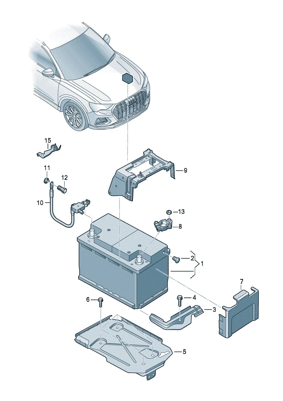 battery with charge state indicator, filled and charged D >> - 20.12.2021 — Q4 Q4 e-tron (Typ F4) (2022–2025) — Battery
