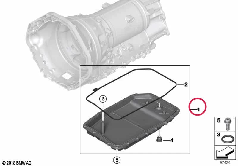 Set, oil sump, oil filter, auto. transm. — 3 3' E90 (2004–2007) — GA6HP26Z sump