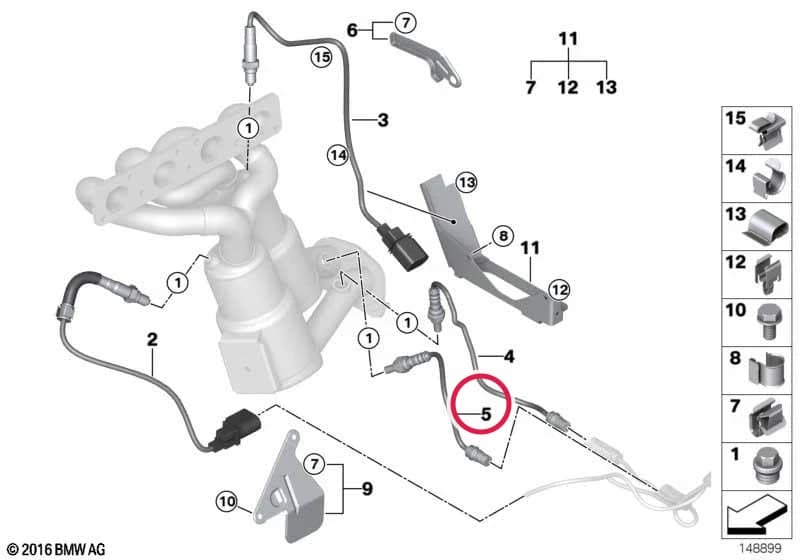 Lambda Monitor sensor — 3 3' E90 (2004–2007) — Lambda Probe Fixings