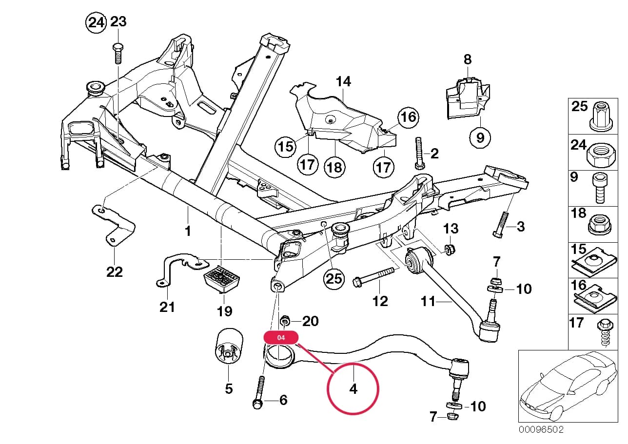 Rght tension strut without rubb.mounting — BMW Classic 5 E39 — 31 Front Axle › 31_0617 FRONT AXLE SUPPORT/WISHBONE