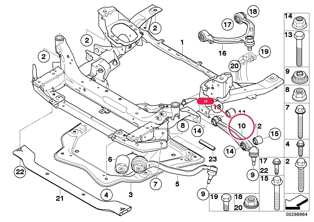 Wishbone, bottom, with rubber mount left — BMW X5 E70 LCI — 31 Front Axle › 31_0789 Frnt axle support,wishbone/tension strut