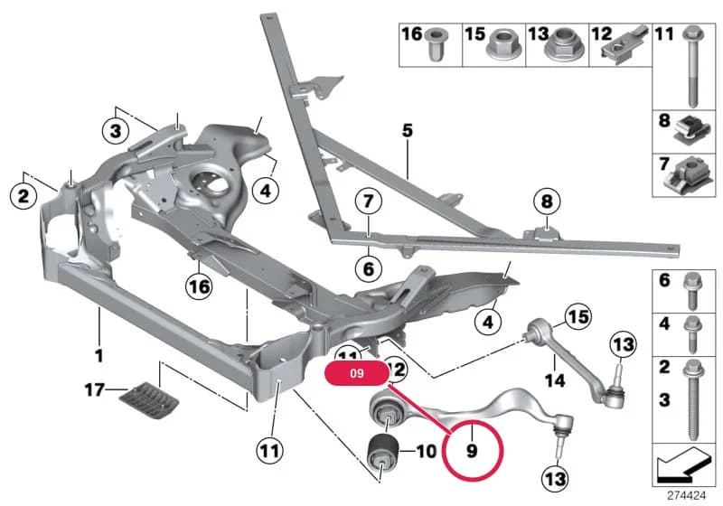 Repair kit, trailing link, right — BMW X1 E84 — 31 Front Axle › 31_0964 Frnt axle support,wishbone/tension strut