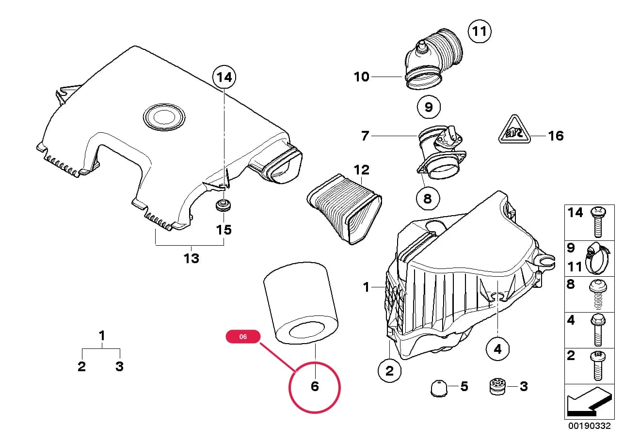 Air filter element — BMW 1 E87 — 13 Fuel Preparation System › 13_1123 Intake silencer/Filter cartridge/HFM