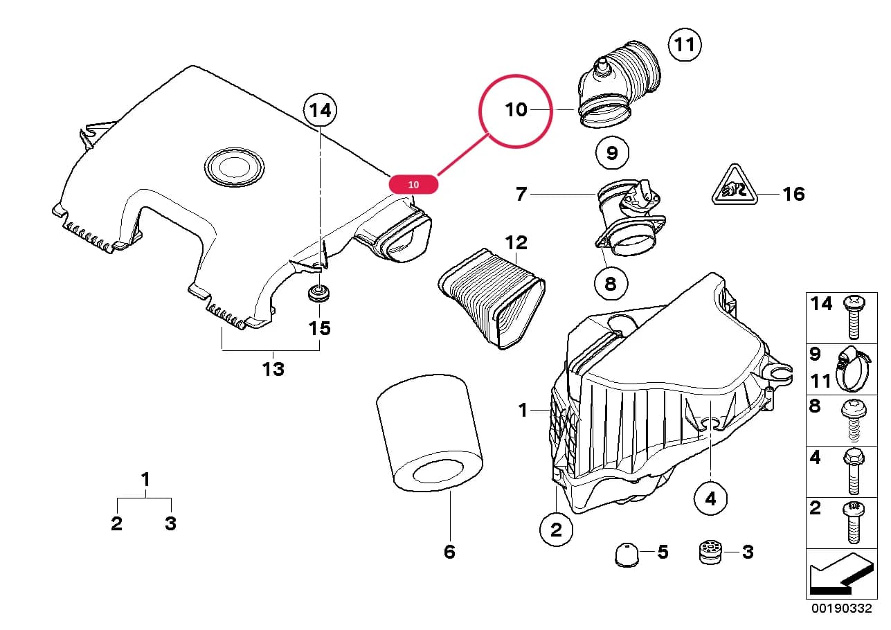 Rubber boot — BMW 1 E87 — 13 Fuel Preparation System › 13_1123 Intake silencer/Filter cartridge/HFM