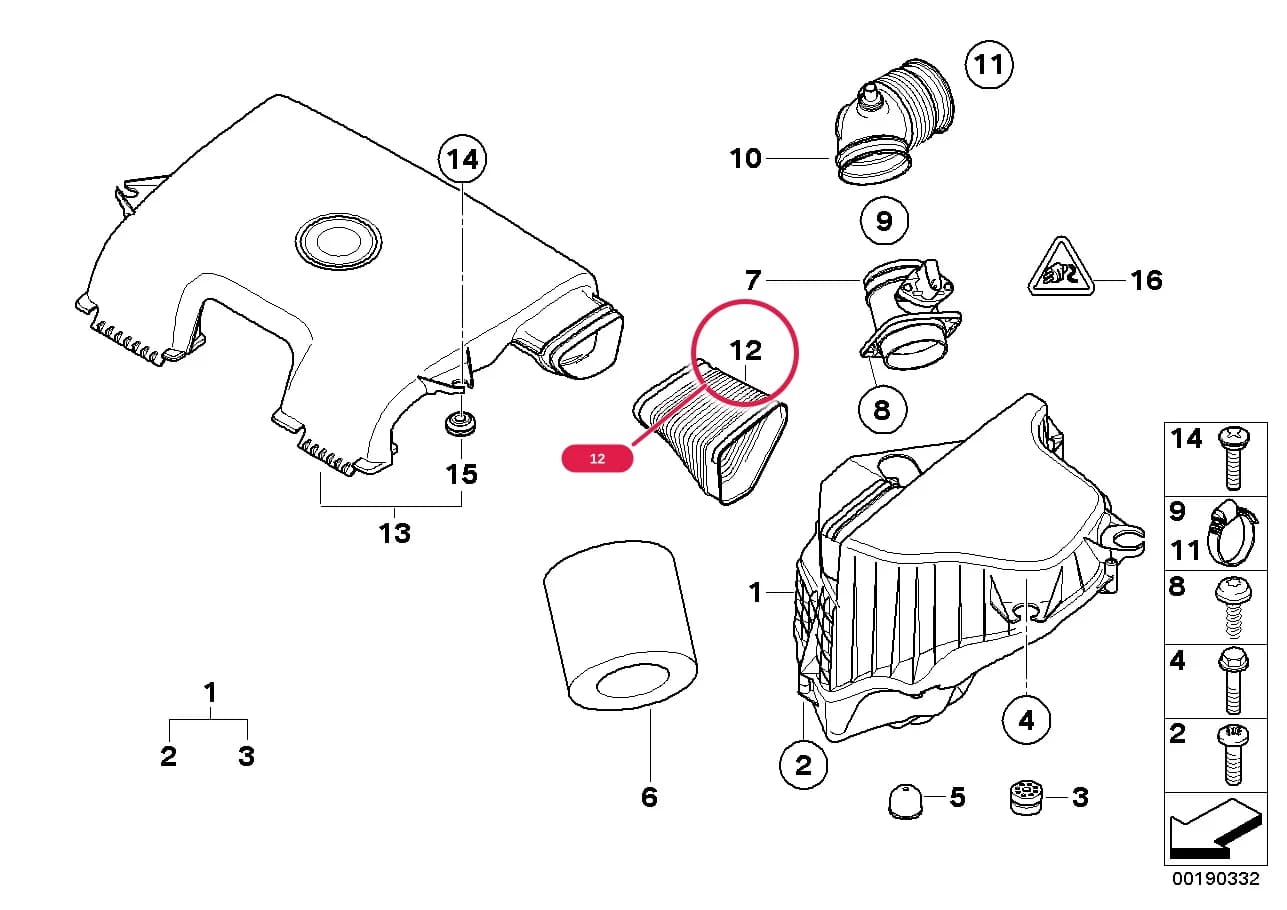 Rubber boot — BMW 1 E87 — 13 Fuel Preparation System › 13_1123 Intake silencer/Filter cartridge/HFM