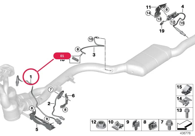 REGULATING LAMBDA PROBE — BMW 3 E90 — 18 Exhaust system › 18_0719 Lambda Probe Fixings