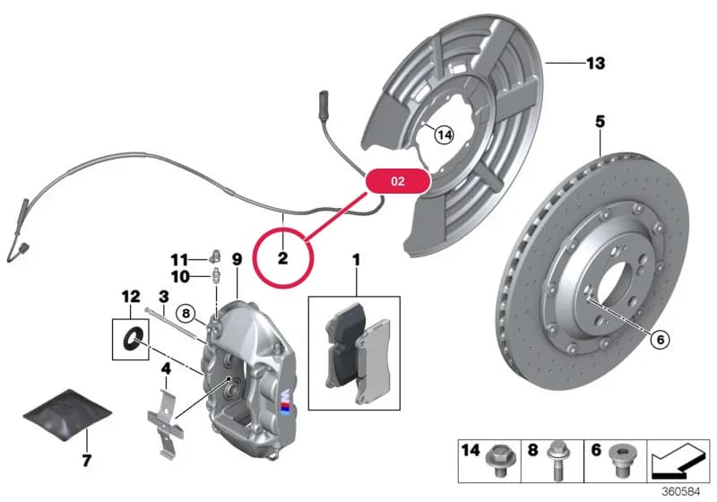 Brake-pad sensor, rear — BMW 3 F80 M3 — 34 Brakes › 34_2202 Rear wheel brake