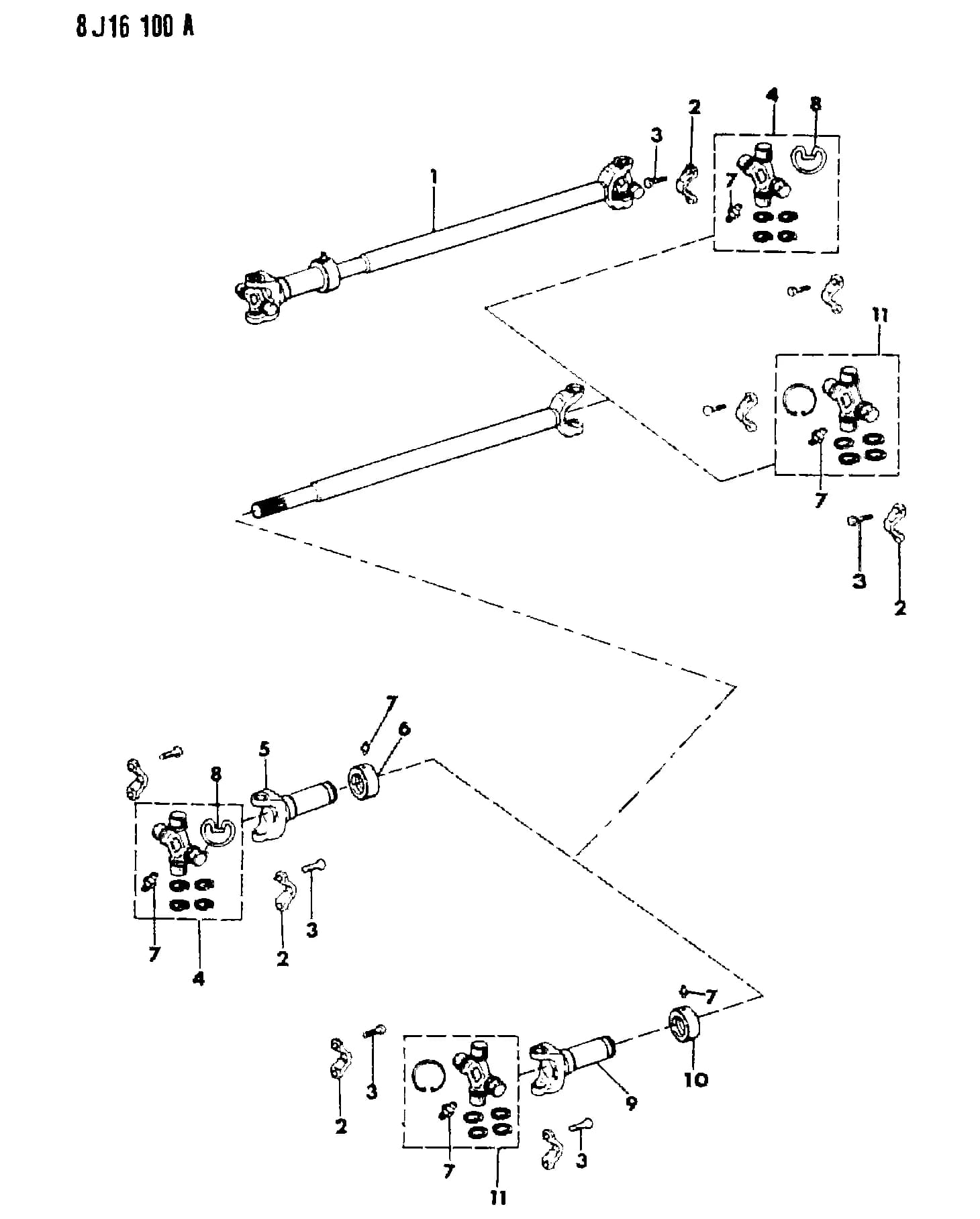 1990 J -JEEP — 16 PROP. SHAFT AND UNIVERSAL JOINT › 01 1 SHAFT, FRONT, PROPELLER, WRANGLER, YJ