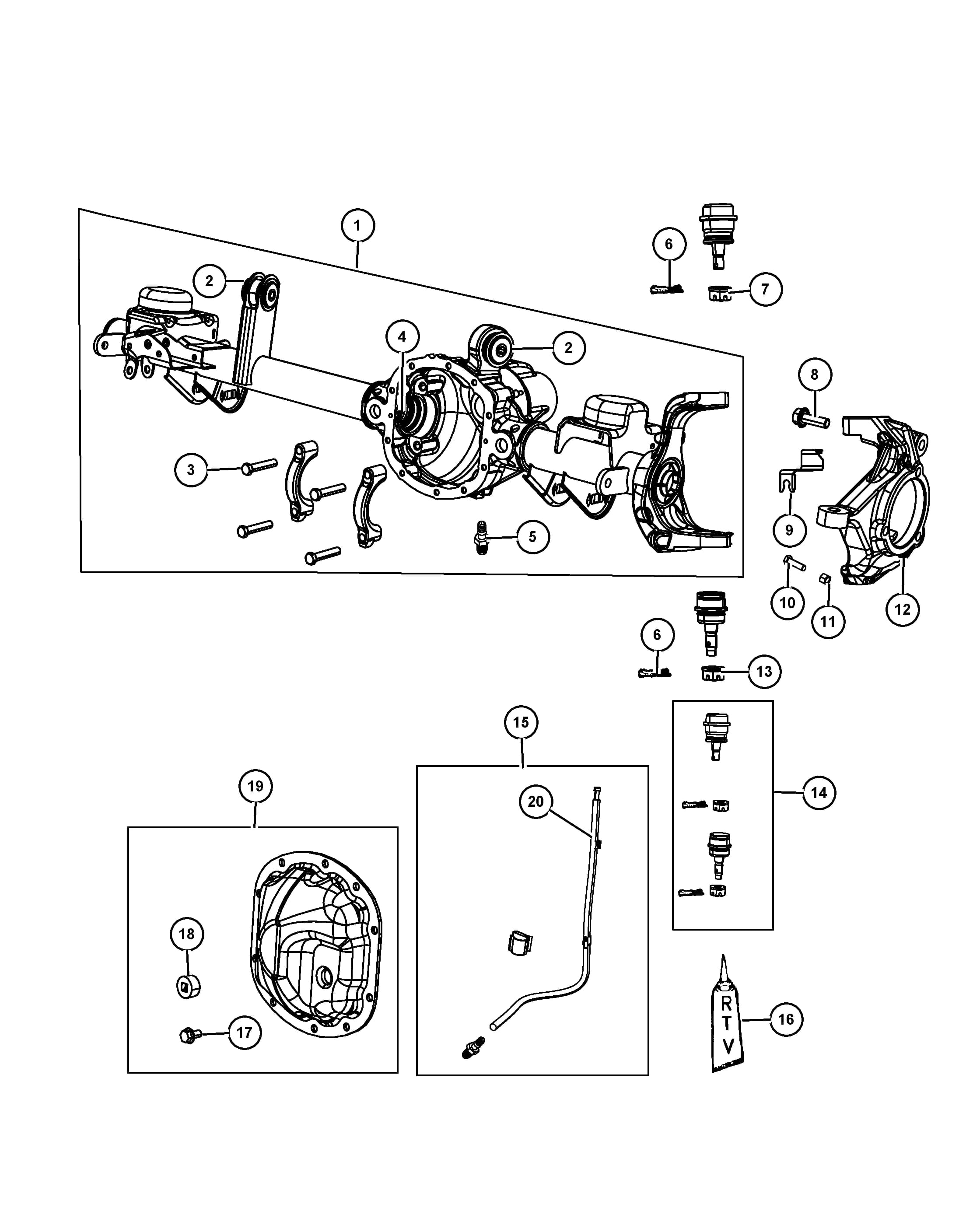 [DMC: 3.21 Rear Axle Ratio] — 2017 JK - JEEP WRANGLER — 3DJR FRONT AXLE; DANA 186 MM; DIFFERENTIAL AND DRIVE LINE › 02 205 HOUSING AND VENT