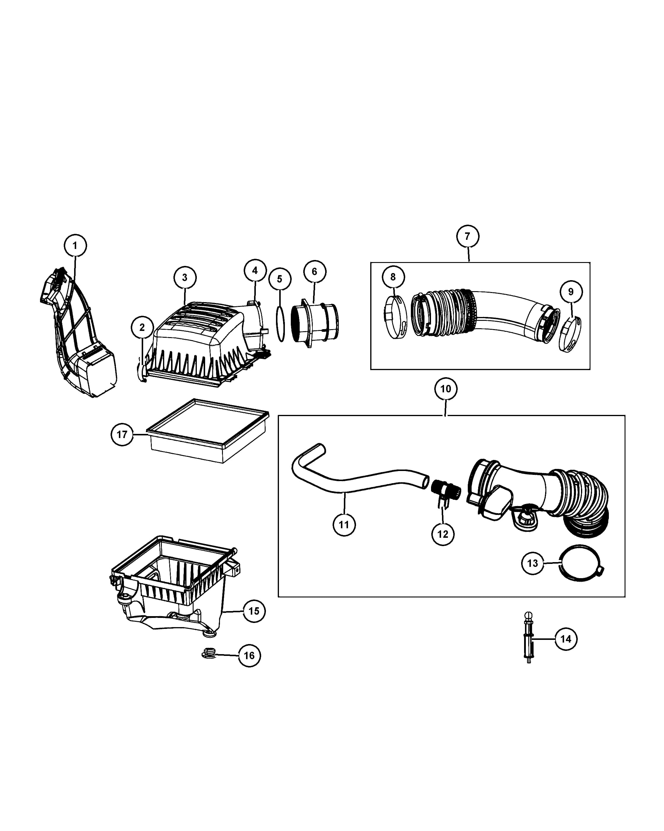 [NAS: 50 State Emissions] — 2017 WK - JEEP GRAND CHEROKEE — 14 FUEL › 16 810 AIR CLEANER 3.0L [EXF], 3.0L [EXN]