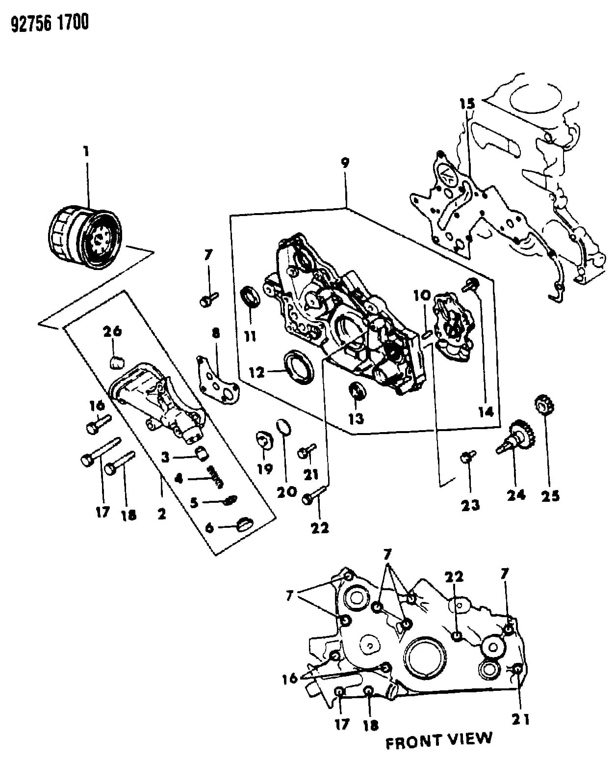1993 I -IMPORT (CKD, EXPORT, MEXICO, US) — 9B ENGINE, 2.0L › 27 27 OIL PUMP AND FILTER, 2.0L ENGINE, SOHC 1992