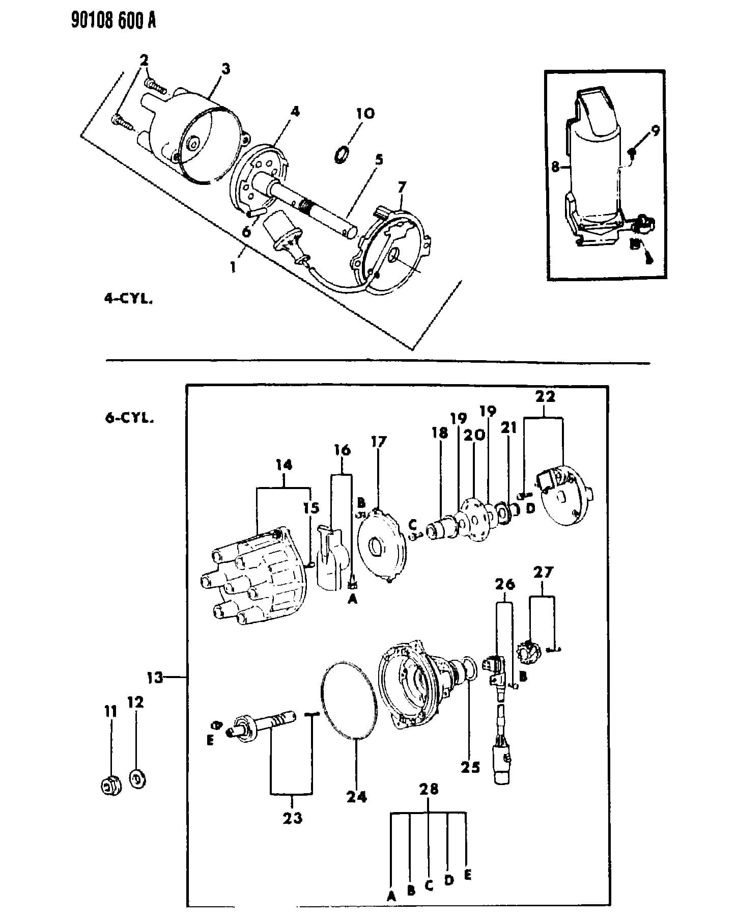 1990 P -PASSENGER (CANADA) — 8 ELECTRICAL › 06 6 DISTRIBUTOR, 4-6 CYLINDER ENGINE