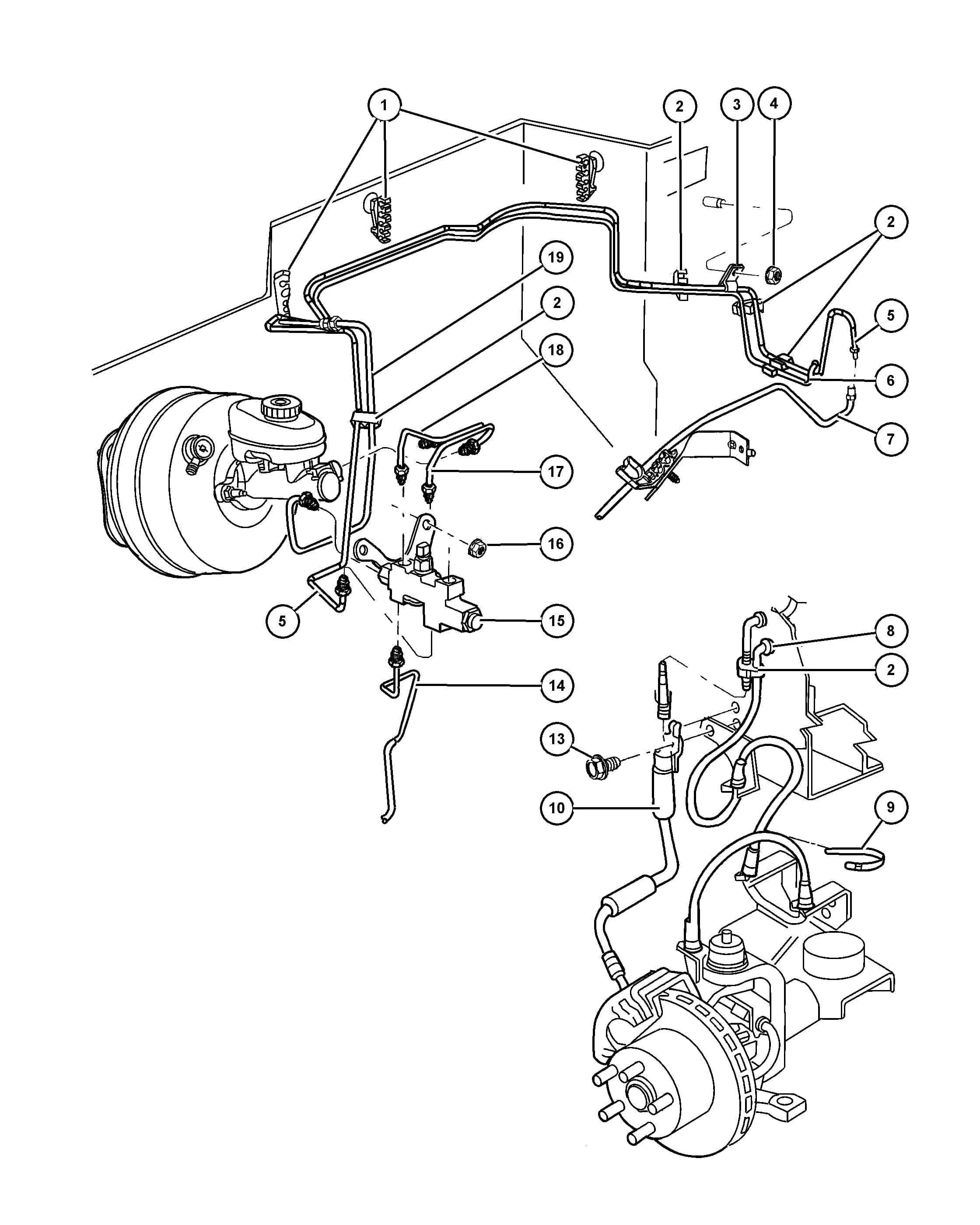 1999 XJ - JEEP CHEROKEE — 5 SERVICE BRAKES › 07 520 BRAKE LINES,FRONT,RHD,WITHOUT ANTI-LOCK BRAKES