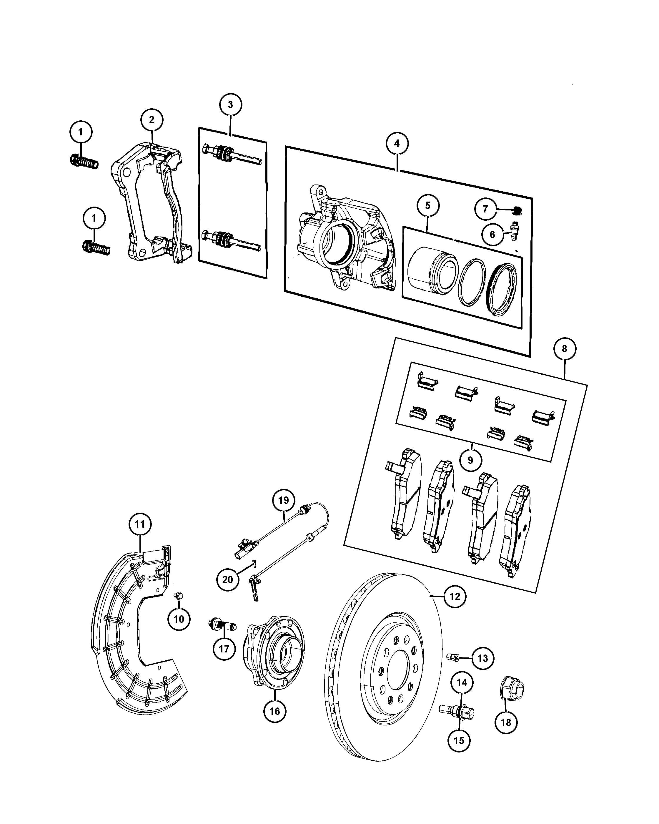 MAGNETI MARELLI   [X8X: Brake & Knuckle Parts Module], [BRG: Anti-Lock 4-Wheel-Disc Brakes] — 2017 UF - CHRYSLER 200 — 5 BRAKES › 01 110 BRAKES, FRONT