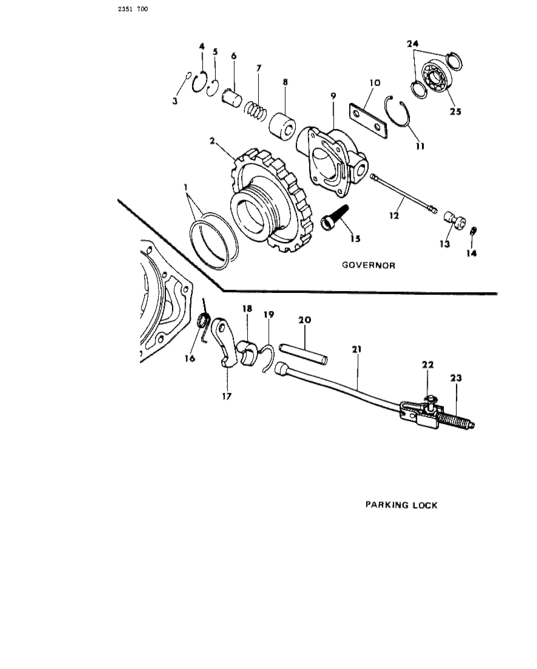 SCREW, GOV. BODY MTG., 1/4-20 X 3/4" — 1982 T -TRUCK (US) — 21A TRANSMISSION, AUTO › 07 7 TRANSMISSION, 3 SPEED A727-A904-A999 AUTOMATIC, GOVERNOR AND PARKING LOCK,B-D-W-AD-AW