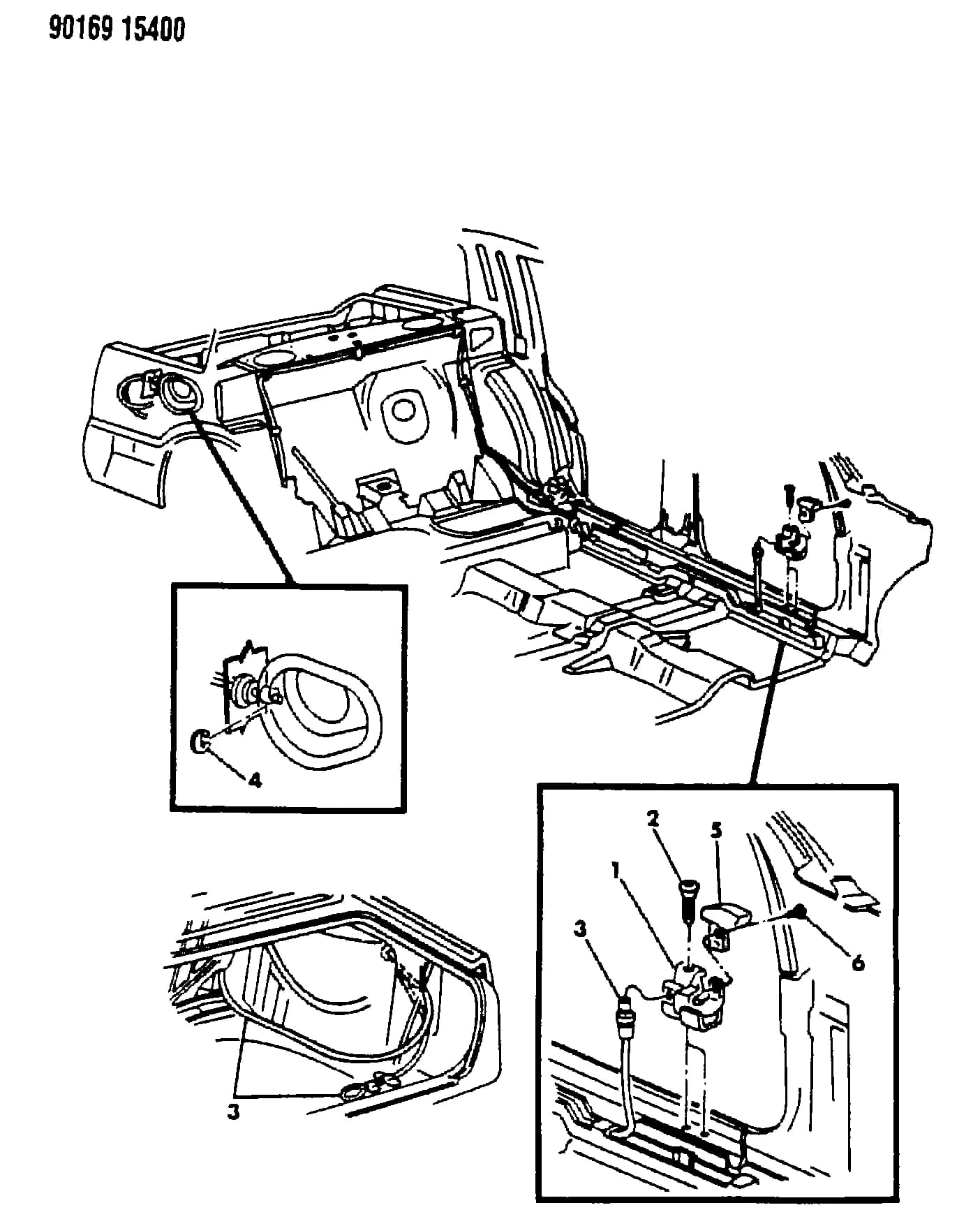1990 P -PASSENGER (CANADA) — 23A BODY - SHEET METAL EXCEPTDOORS › 154 154 FUEL FILLER RELEASE, Y BODY