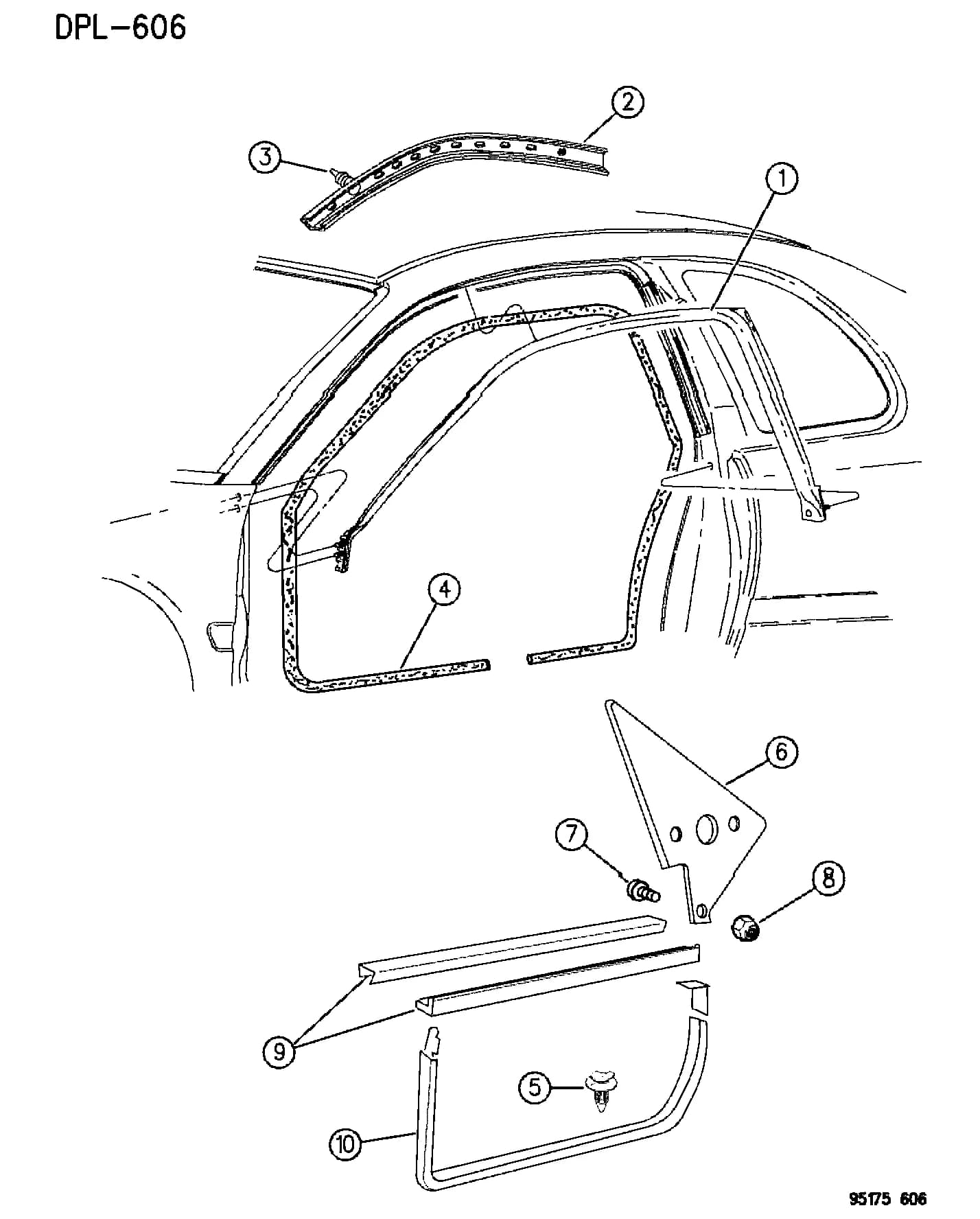 1995 P -PASSENGER — DPL DOORS & RELATED PARTS    PL - BODY › 09 9 DOOR, FRONT WEATHERSTRIPS AND SEAL, PL22