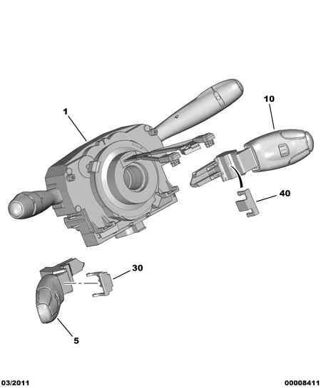 MULTI-FUNCTION CONTROL UNIT, Replaced by 96787365 XT — functions — controls under the steering wheel › SWITCHING BLOCK REMOTE CONTROL