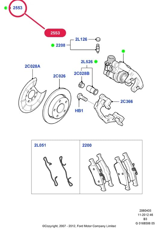 Caliper; RH — 2 Chassis — 20604 Chassis.Rear Brake Discs & Caliper › 2060405 Rear Brake Discs And Calipers