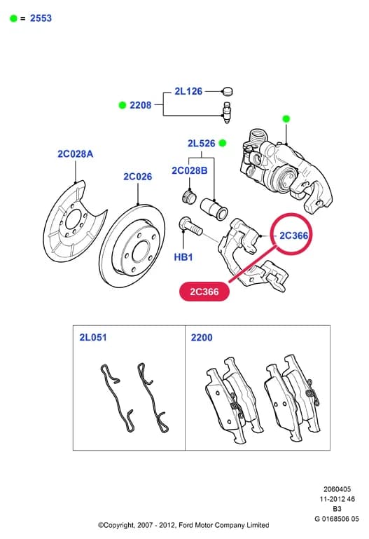 Bracket; All 1.8 Petrol; All Zetec S / Duratec 16V Engines; All 1.6L DOHC Diesel Engines — 2 Chassis — 20604 Chassis.Rear Brake Discs & Caliper › 2060405 Rear Brake Discs And Calipers