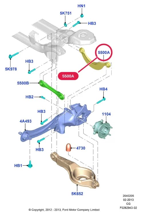 Arm Assy - Rear Suspension; Production Installed; Upper; RH/LH — 2 Chassis — 20402 Chassis.Rear Cross Member / Knuckle & Hub › 2040205 Rear Knuckle And Suspension Arms