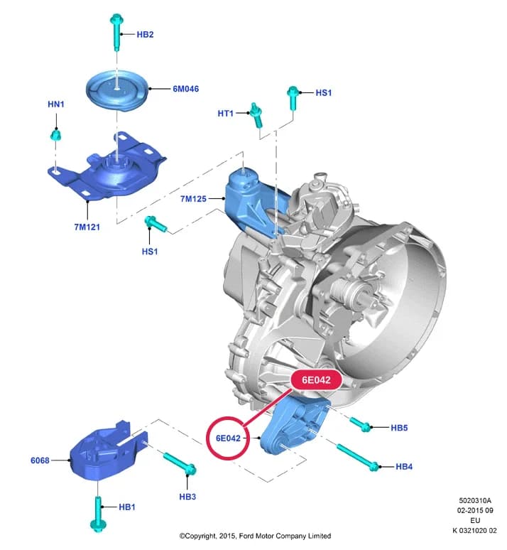 Bracket; 1.6L Duratec Ti-VCT(125PS)FFV-Sigma; 1.6L Duratec Ti-VCT (123PS) - Sigma; 1.6L Duratec Ti-VCT (85PS) - Sigma — 5 Body And Paint — 50203 Body And Paint.Engine & Transmission Mountings › 5020310A Transmission Mounting