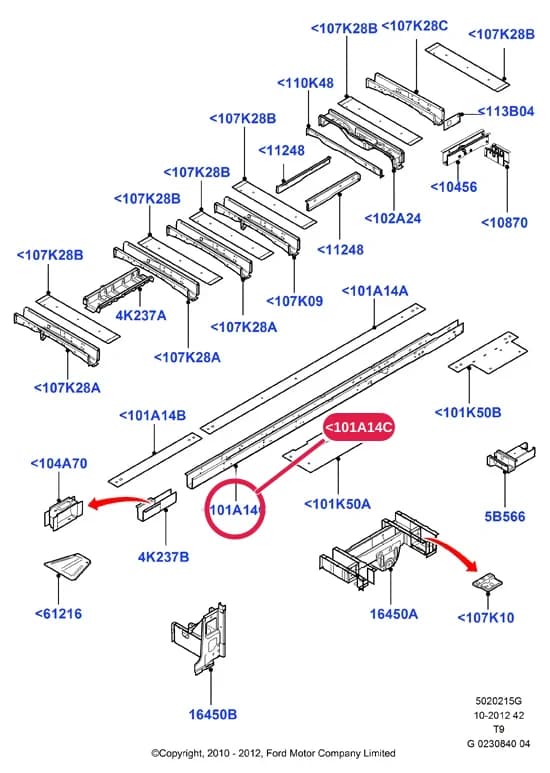 Member Assy - Floor Side; 350EL Series; 1.7-350L Series — 5 Body And Paint — 50202 Body And Paint.Chassis Frame & Related Parts › 5020215G Rear Chassis Members