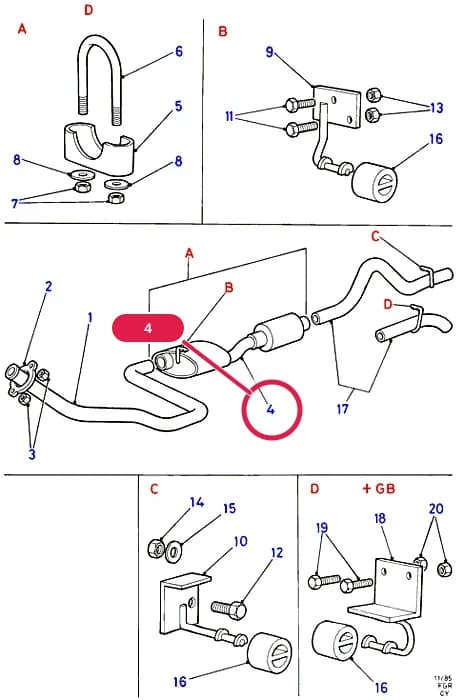 F Engine Assemblies Mounted On Body — F04 Engine Assemblies Mounted On Body.Exhaust System And Heat Shields › F04020 Exhaust System