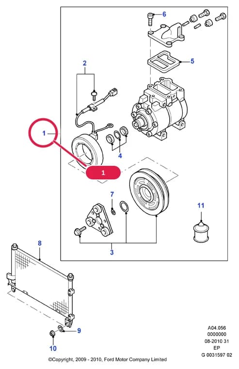 A Body And Related Parts — A04 Body And Related Parts.Dash Panel/Apron/Heater/Windscreen › A04056 Air Conditioning Condensr/Compressr