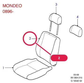 Cover Assy - Front Seat Back; (EA); Less Air Bag; RH; Imperial Blue; Sambuka — BVB Sierra/Mondeo — BVB04 Sierra/Mondeo.Mondeo 0896-0900 › BVB04010 Front Seat Covers; Trim