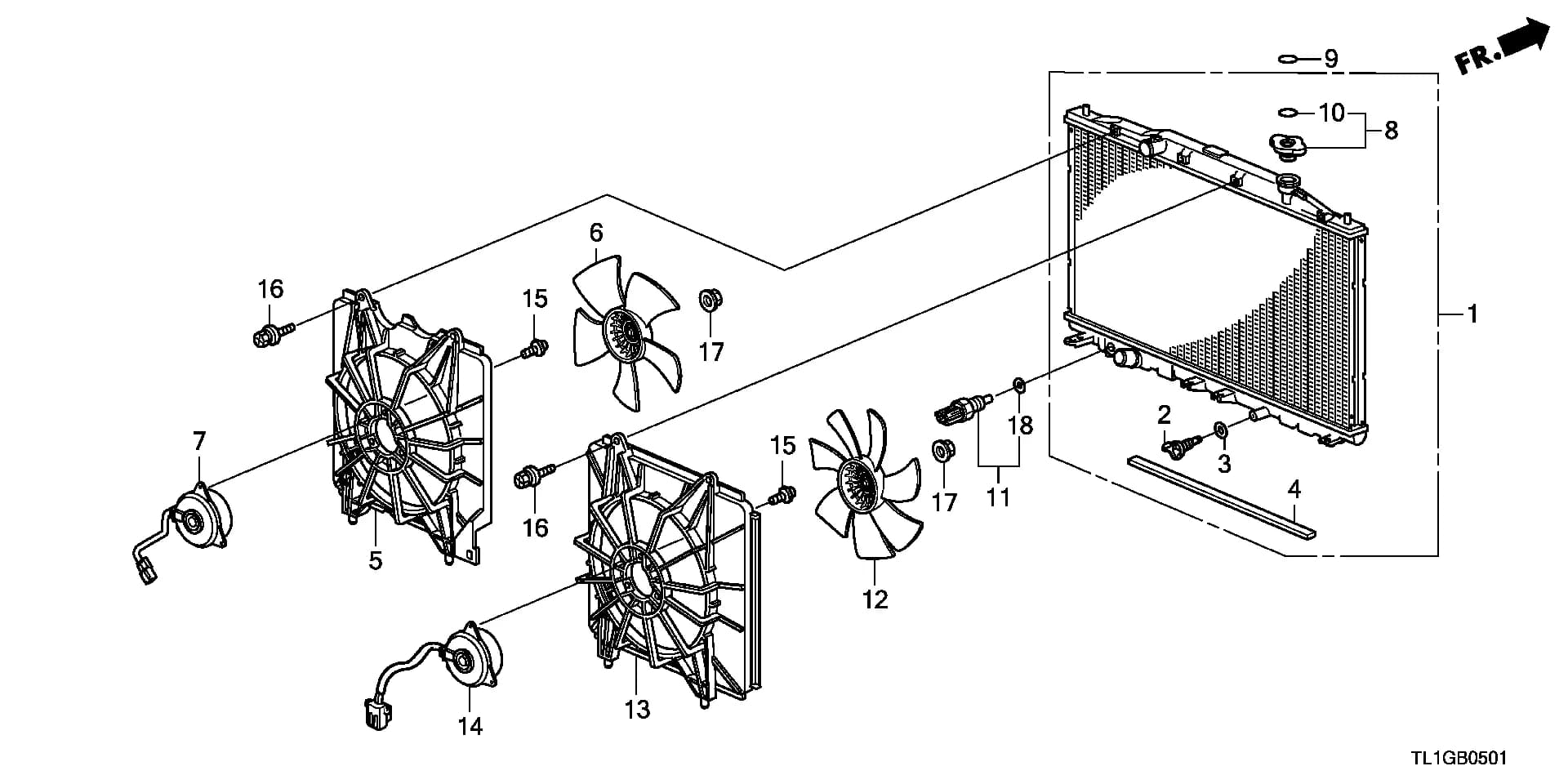 Germany (KG):5AT 2.4 S — ELECTRICAL EQUIPMENTS,EXHAUST,HEATER › B-5-1 RADIATOR(2.4L)