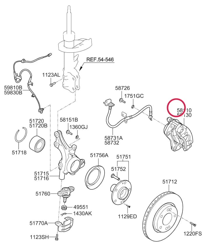 BRAKE ASSY-FR,LH — Ceed Ceed ED (2006–2012) — Front axle