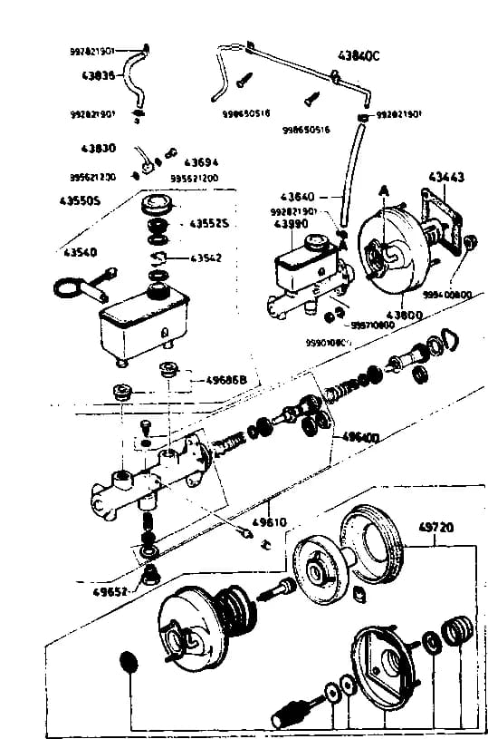 1982 RX-7 — CHASSIS › 4340A - TANDEM MASTER CYLINDER & VACUUM POWER ASSIST SYSTEM