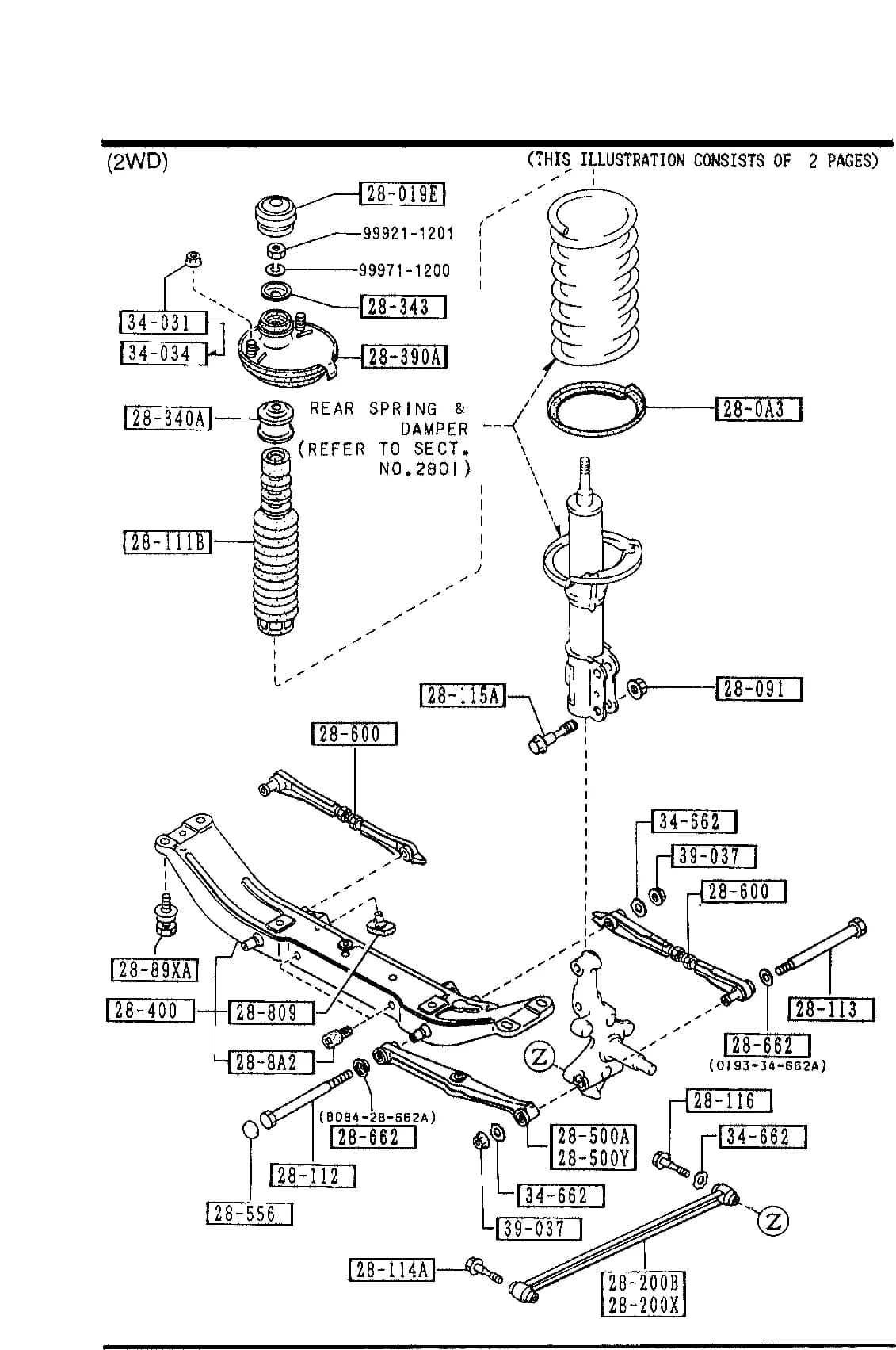 1991 323 — CHASSIS AXLE SUSPENSION & STEERING › 2800   - REAR SUSPENSION MECHANISMS