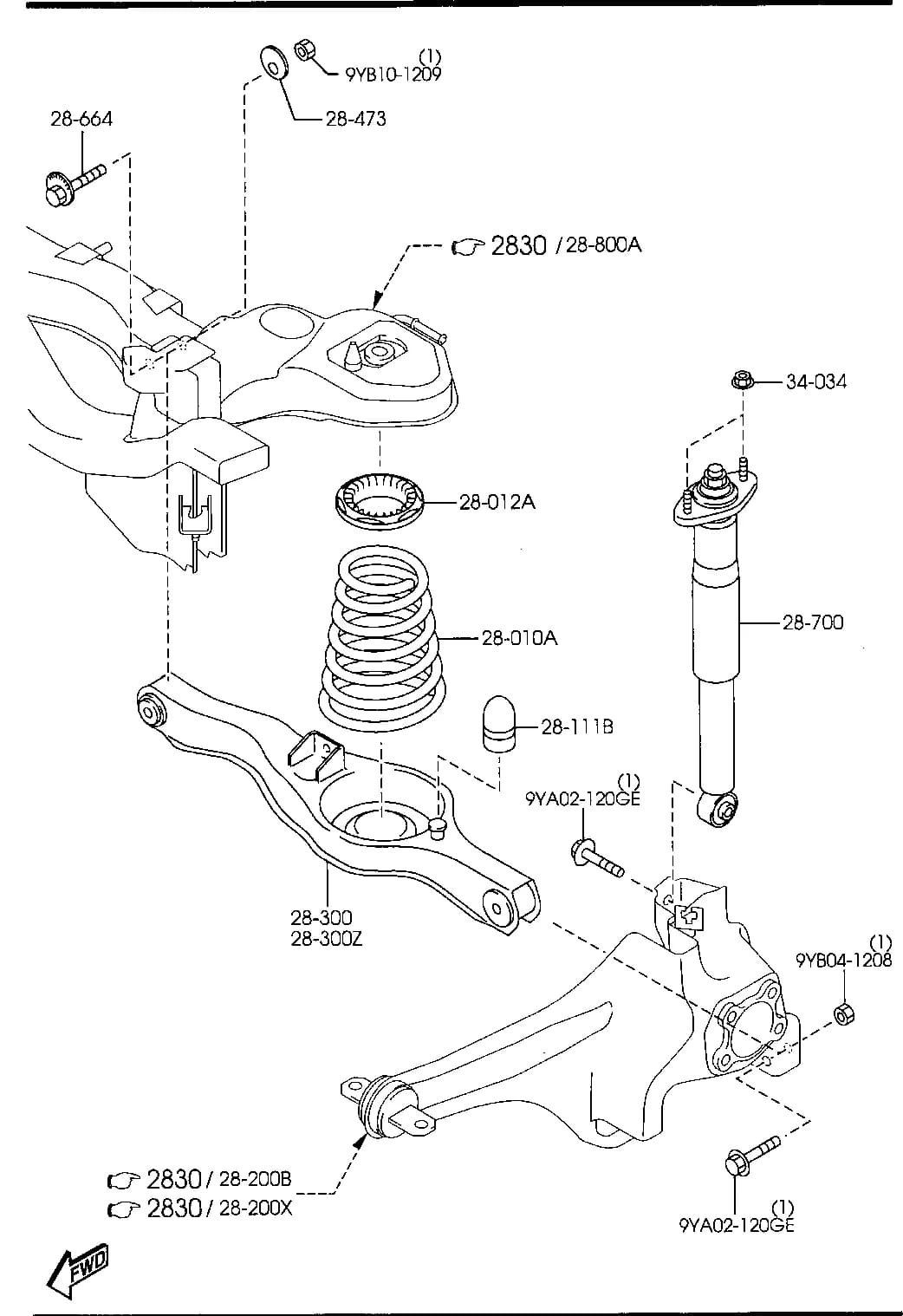 2011 CX-7 — CHASSIS AXLE SUSPENSION,BRAKE & STEERING › 2800A  - REAR SUSPENSION MECHANISMS