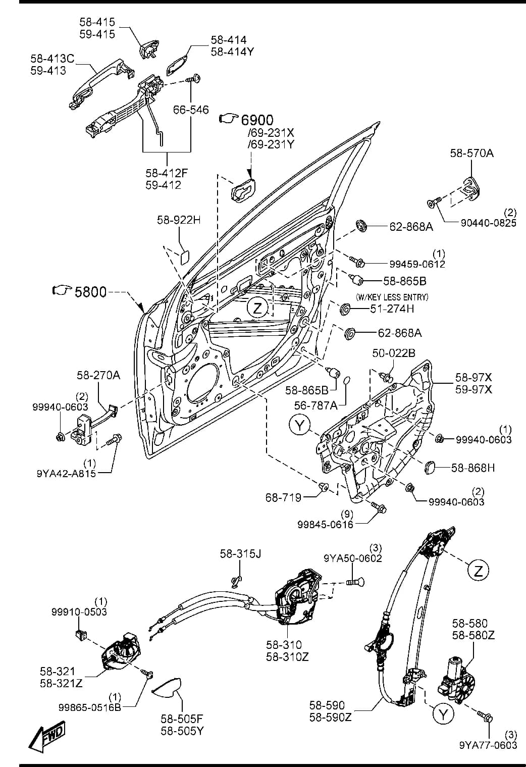 2014 CX-5 — BODY INTERIOR TRIM › 5830A  - FRONT DOOR MECHANISMS