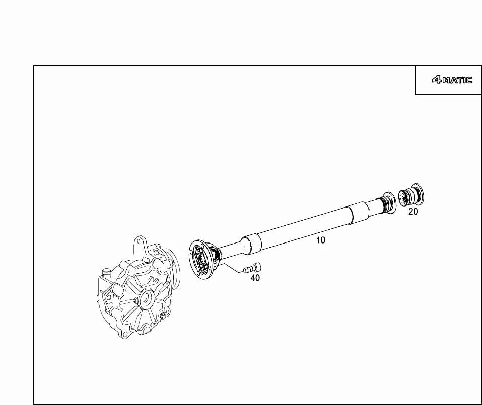 PROPELLER SHAFTFROM TRANSFER CASE TO FRONT AXLEReplaced by A  2044106801 — 221.171 — 41 PROPELLER SHAFT › 140 FRONT AXLE GEAR PROPELLER SHAFT