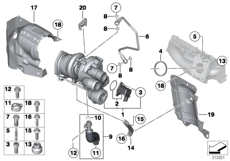USA — 11 Engine › 11_4558 TURBO CHARGER WITH LUBRICATION