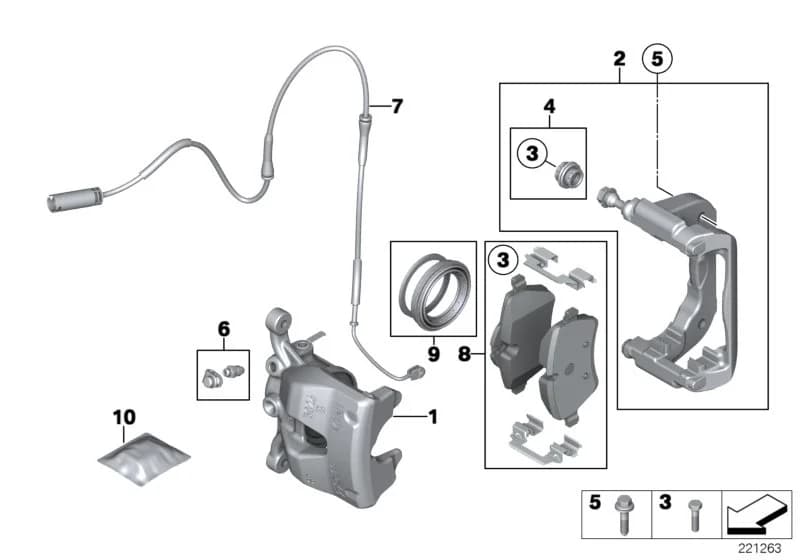 ECE — 34 Brakes › 34_1523 Front wheel brake, brake pad sensor
