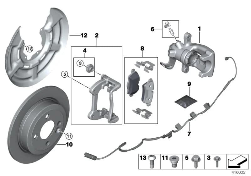 ECE — 34 Brakes › 34_1564 Rear wheel brake, brake pad sensor
