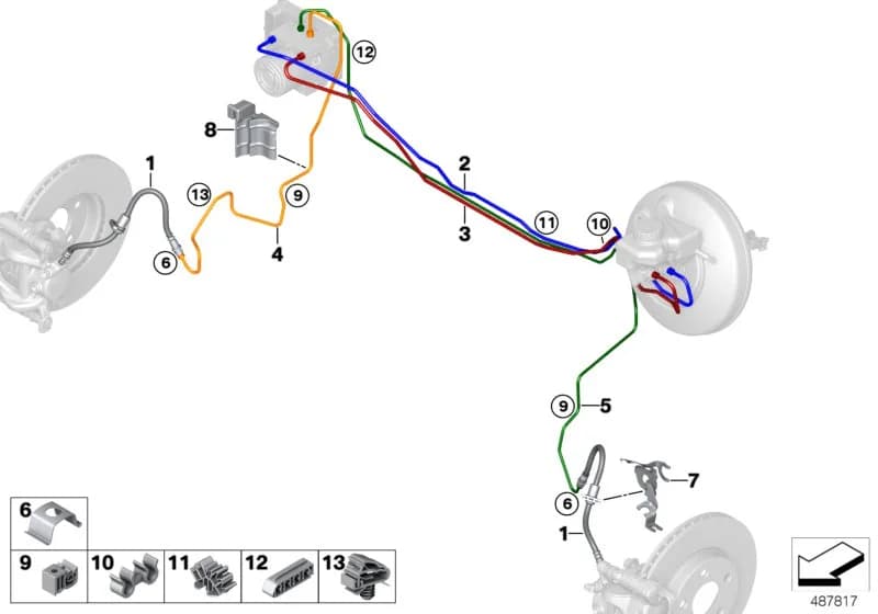 ECE — 34 Brakes › 34_2182 Brake pipe, front