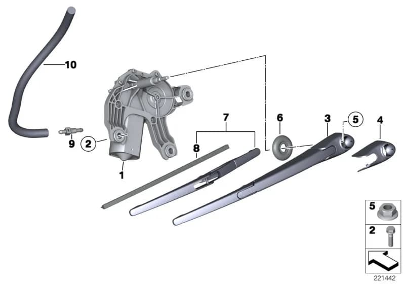 ECE — 61 Vehicle electrical system › 61_2181 SINGLE PARTS FOR REAR WINDOW WIPER
