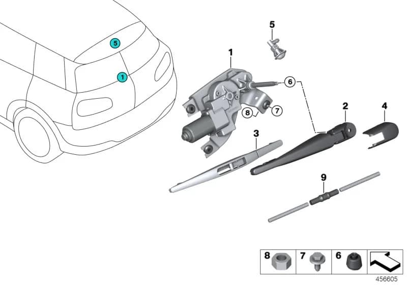 ECE — 61 Vehicle electrical system › 61_4980 SINGLE PARTS FOR REAR WINDOW WIPER