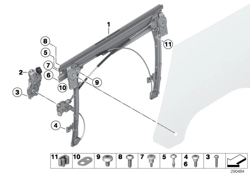ECE — 51 Vehicle trim › 51_6223 DOOR WINDOW LIFTING MECHANISM FRONT