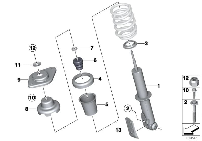 ECE — 33 Rear Axle › 33_1357 SINGLE COMPONENTS FOR REAR SPRING STRUT