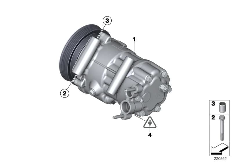 RP air conditioning compressor — ECE — 64 Heater and Air Conditioning › 64_1829 RP air conditioning compressor