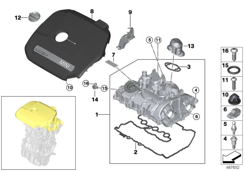 ECE — 11 Engine › 11_7158 Cylinder head cover/Mounting parts