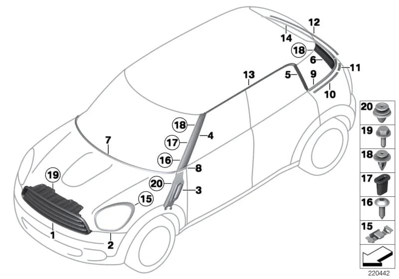 ECE — 51 Vehicle trim › 51_8025 exterior trim / grille