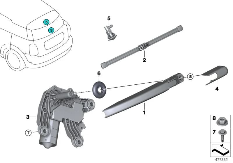 ECE — 61 Vehicle electrical system › 61_5309 SINGLE PARTS FOR REAR WINDOW WIPER