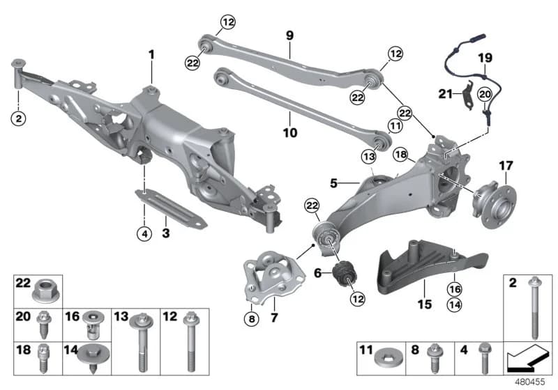 ECE — 33 Rear Axle › 33_1787 Rr axle support, wheel susp.,whl bearing